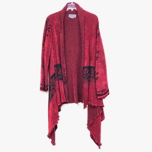 Roni Bis Red & Black Chenille Waterfall Sweater